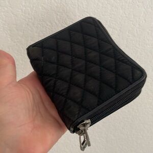 Bally vintage wallet quilted nylon leather inside bifold banknotes cards coins